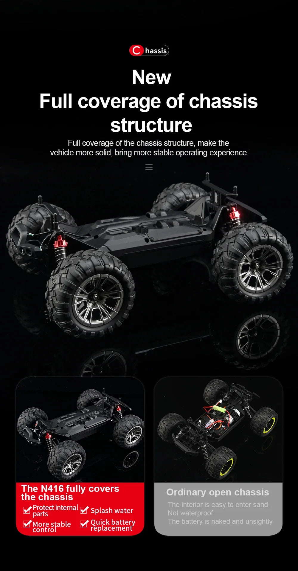 RC Cars Max 33KM/H High Speed 1:14 RC Truggy 4WD Off-Road Remote Control Truck IPX6 Waterproof All Terrain Electric Car Toy Gift