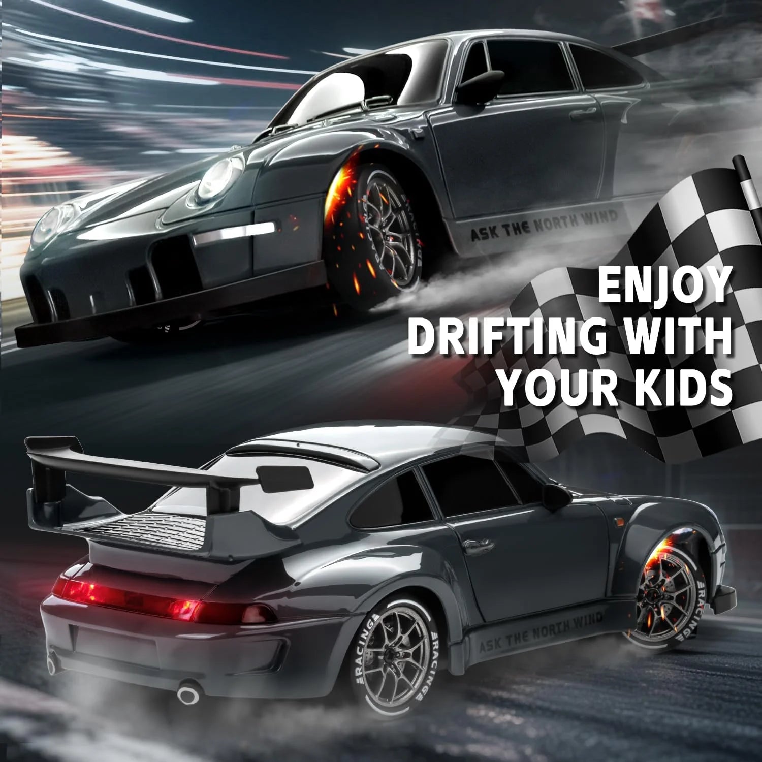 RC Cars 4WD 1:24 20KM/H Full Proportional High RC Drift Car Speed RC Car with LED Lights and Drifting Tires Racing Sport Toy Car