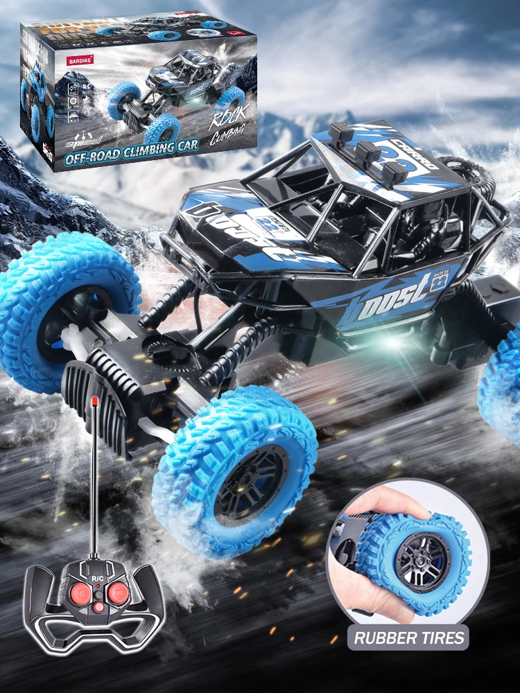 RC High Speed Off-Road Climbing Car 1:18 With Colorful Flashing Lights Rechargeable Durable Rubber Wheels Kids Adults Toys Gifts