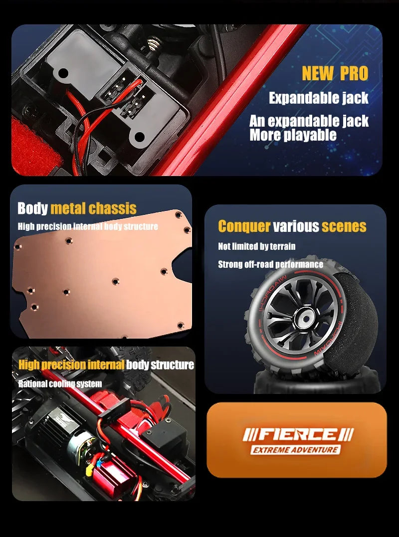 RC Car 1:16 85km/h or 50km/h Four-wheel Drive with LED Remote Control Car High Speed Drifting Monster 4x4 Truck Kids Wltoys Toys