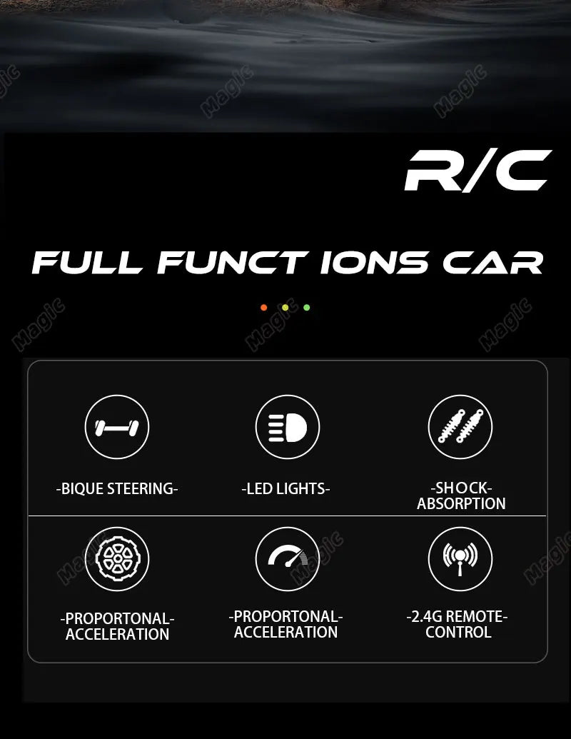 RC Cars 2WD 20KM/H High-Speed RC Drift Car 1:16 Scale LED Lights Remote Control Off-road Outdoor Racing Model Toy for Boy Adults