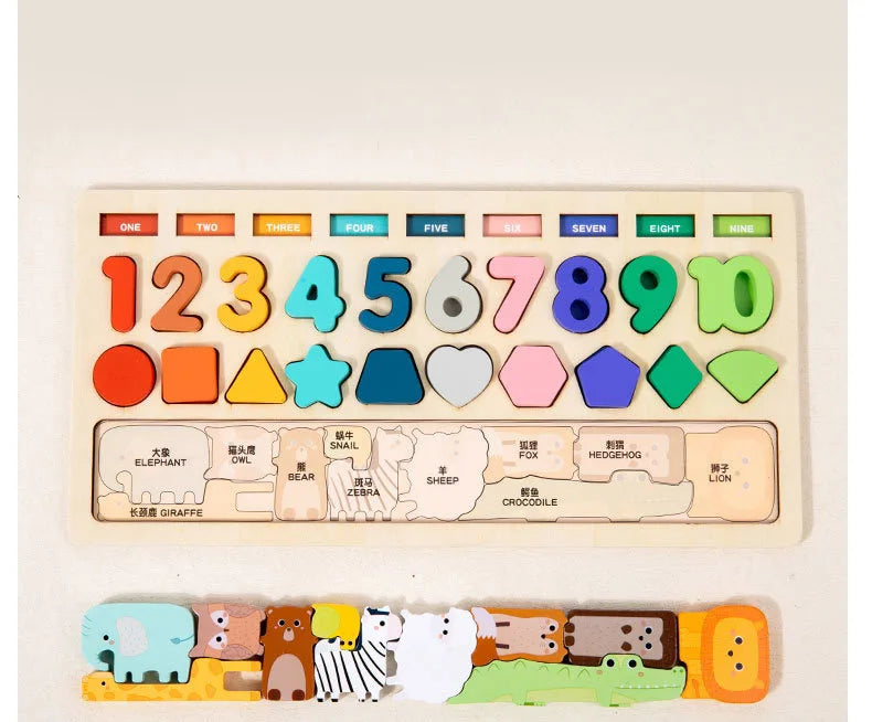 Montessori Wooden Toys Kids Busy Board Shape & Number Matching Digital Shape Educational Toys For Children Gifts