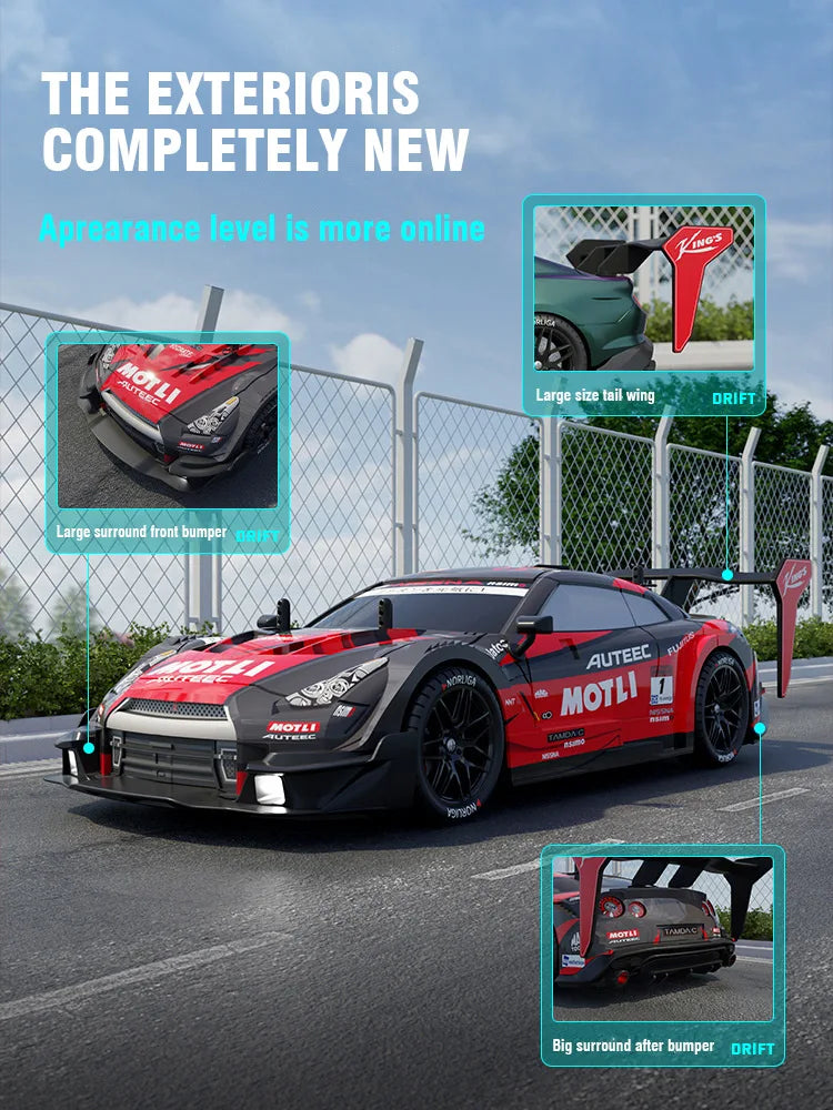 RC Drift Car 1/14 Scale Remote Control Stunt Car 2.4GHz 4WD 40+KM/H High Speed Vehicle with LED Lights Racing Vehicle Toys Gifts