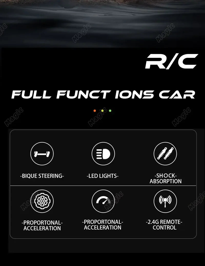 New RC Car 1:16 2.4Gh 20KM/H Model With LED Lights 2WD Off-road Remote Control Climbing Vehicle Outdoor Cars Drift Toys Boy Gift