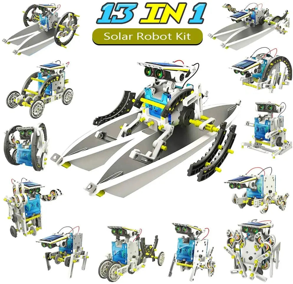 STEM Toys Kids DIY Solar Robot Experiment Kit 13 in 1Robotics Kit Solar Powered Robotics Building Kits Educational Gift for Boy