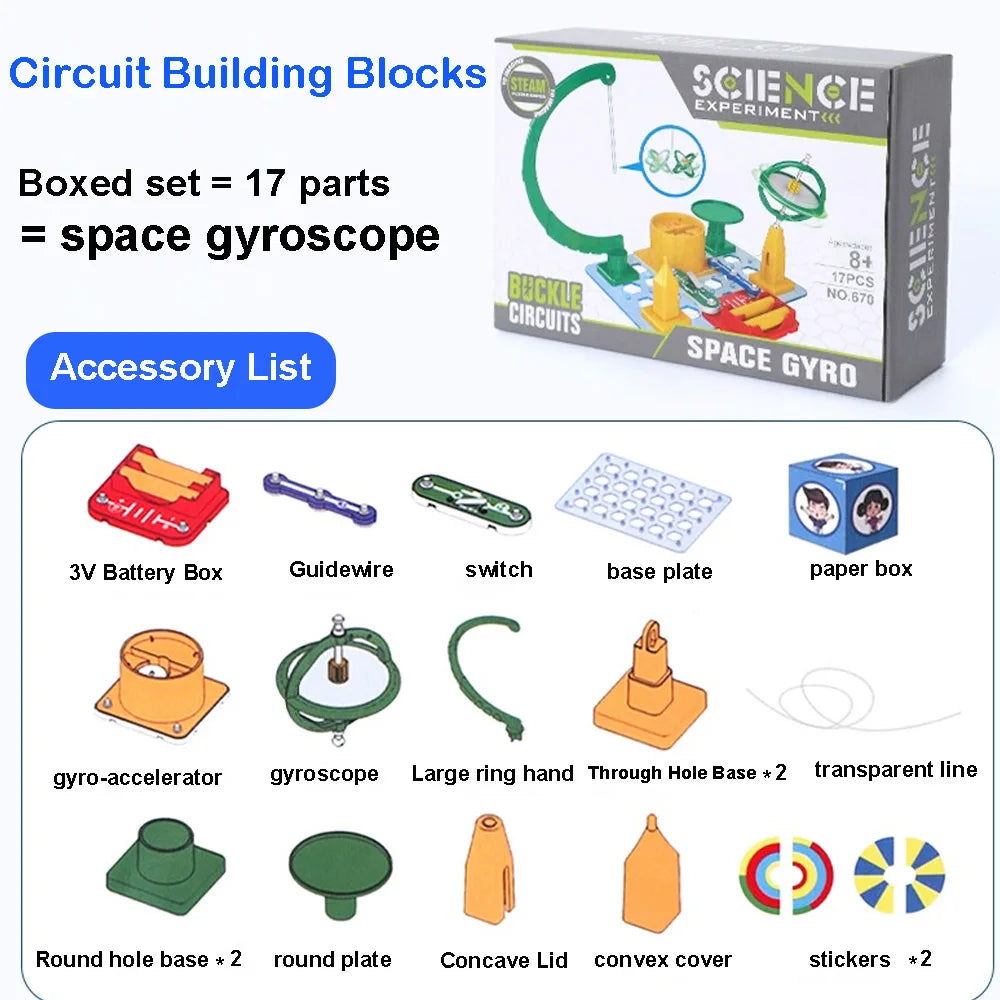 STEM Science Kits for Kids DIY Assembly Circuit Toy Space Gyro Tecnología Physic Science Experiments Kits Learning Toys
