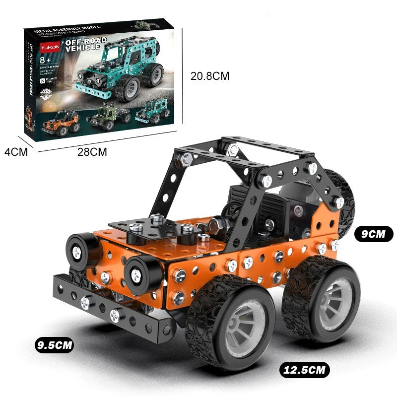 Building Sets Stem Assembly Metal 3-D Puzzle Off-Road Model Car Building Kit Construction Set Toys Parent-Child Interaction Toys