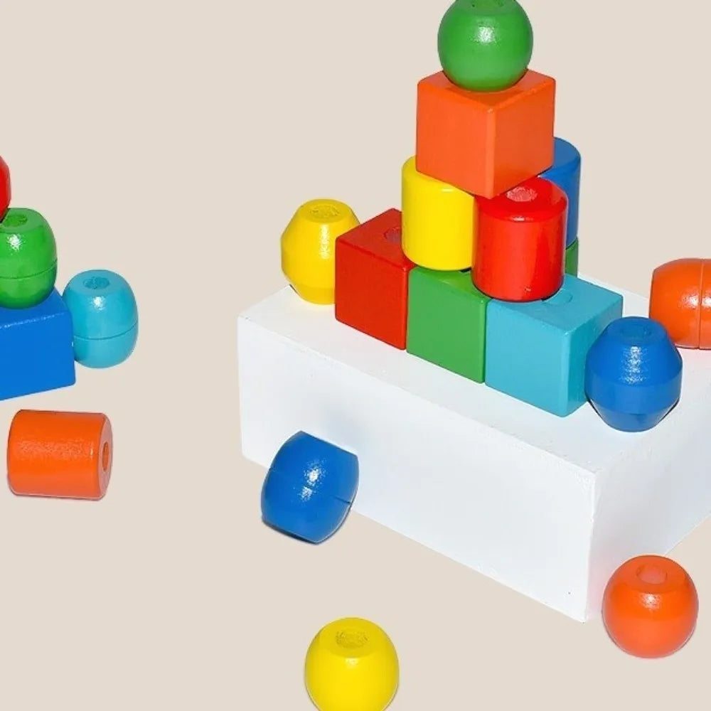 Colorful Wooden Toys Wooden Material Beaded Design Early Educational Toys Matching Game Funny Color Cognition Home Education