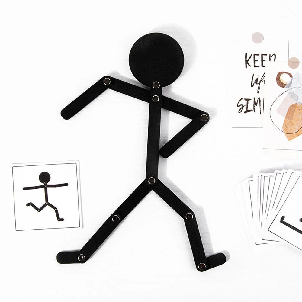 Kids Montessori Toys Wooden Early Learning Educational Puzzles Sporty Pose Jigsaw Improve Hands-on Skill Busy Board Gifts