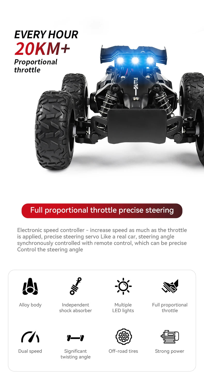 RC Rock Crawler 1:32 Scale Alloy Off-Road Vehicle With LED Light Brushles 2.4G Remote Control High Speed Climbing Drift Mini Car