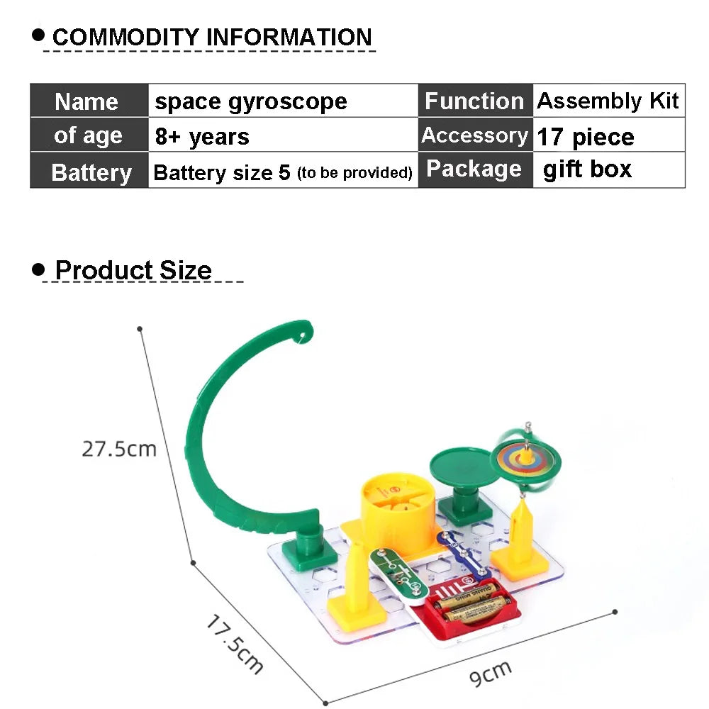 STEM Science Kits for Kids DIY Assembly Circuit Toy Space Gyro Tecnología Physic Science Experiments Kits Learning Toys