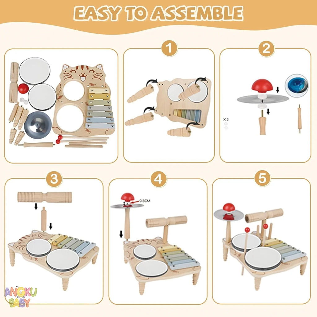 Educational Toys for Children 2-4 Years Old Wooden Montessori Musical Instruments Toys Games for Babies Boys & Girls Gifts