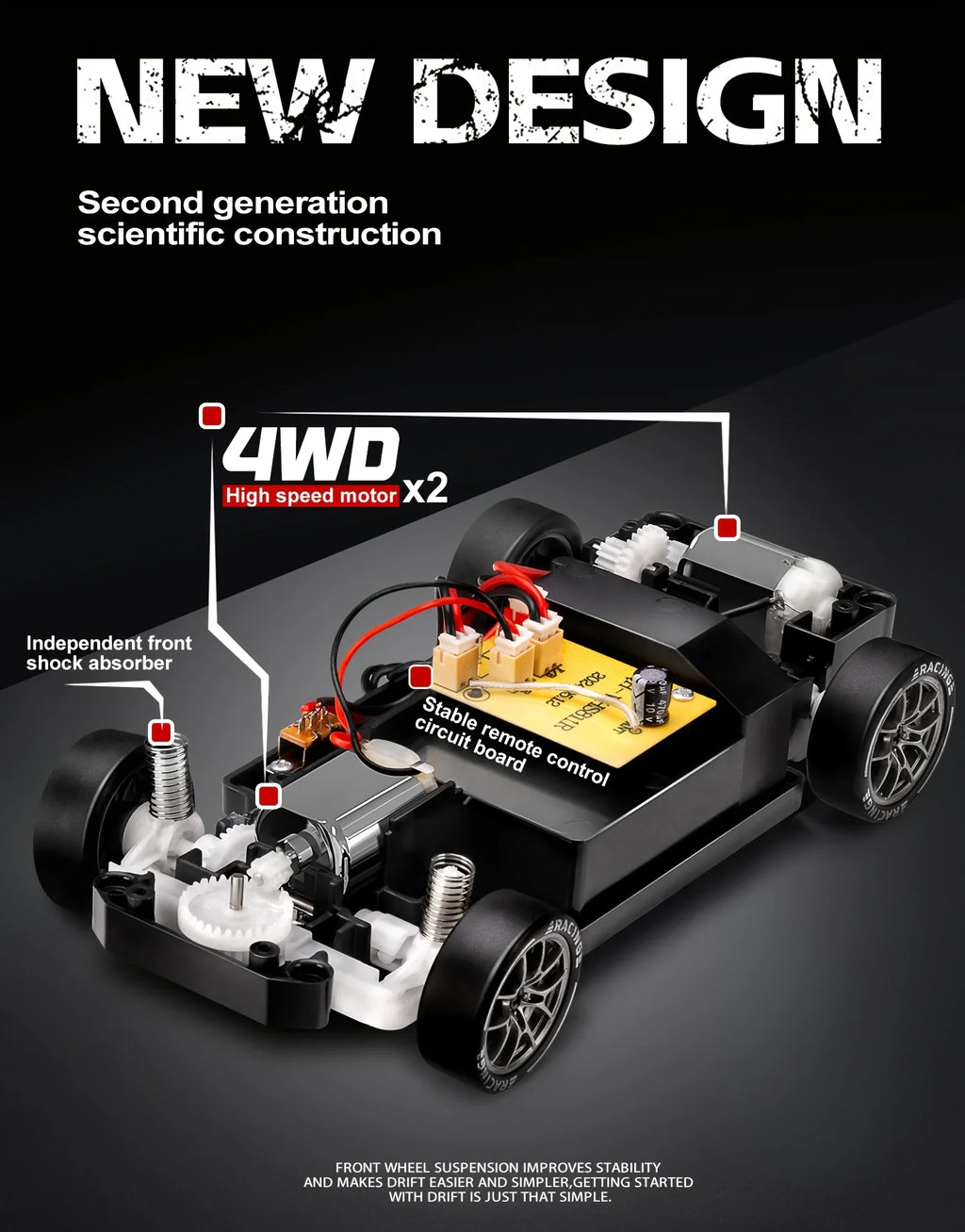 RC Cars 4WD 1:24 20KM/H Full Proportional High RC Drift Car Speed RC Car with LED Lights and Drifting Tires Racing Sport Toy Car