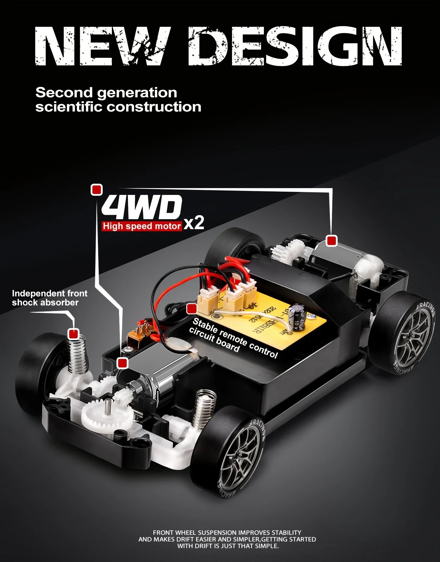 RC Cars 4WD 1:24 20KM/H Full Proportional High RC Drift Car Speed RC Car with LED Lights and Drifting Tires Racing Sport Toy Car
