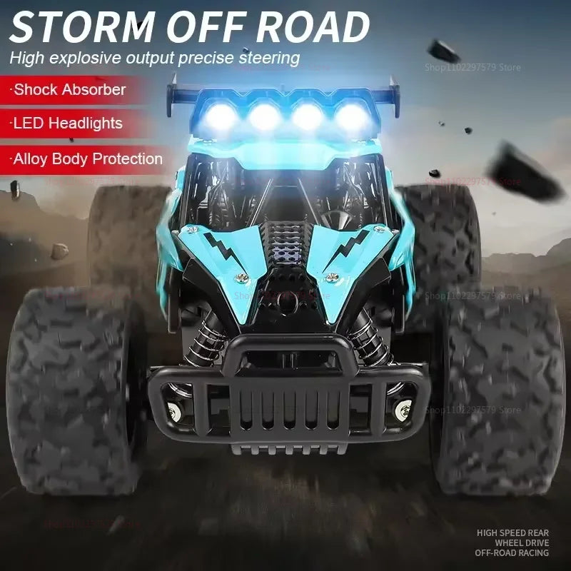 RC Alloy Car 1:16 Scale 2WD Off-Road Remote Control Car with LED Lights And 20KM/H High Speed For Kids Boys Girls Gifts Toys