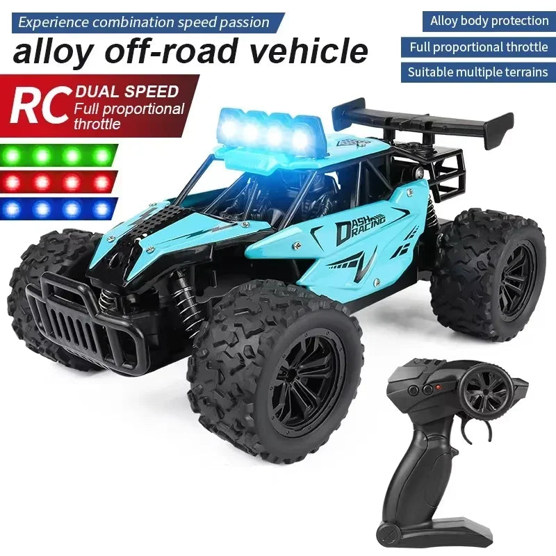 RC Alloy Car 1:16 Scale 2WD Off-Road Remote Control Car with LED Lights And 20KM/H High Speed For Kids Boys Girls Gifts Toys