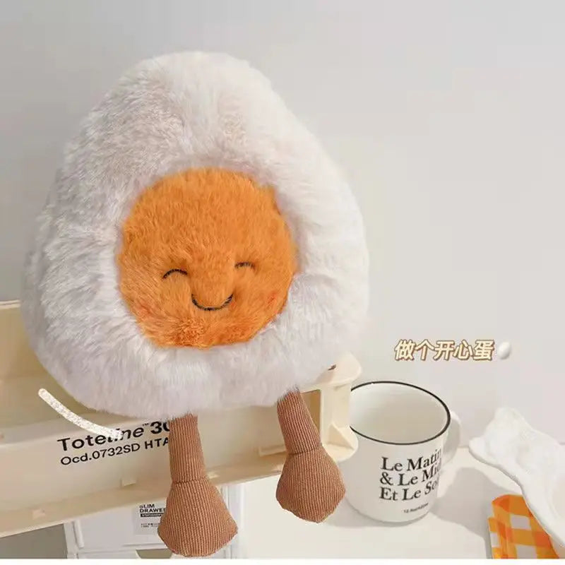 Furry Kawaii Soft Boiled Egg Plush Cuddly Plushies Doll Stuffed Food Long Plush Different Emotions Toys Home Decor Kids Gift