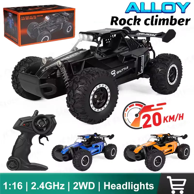 RC Cars 2WD 20KM/H High-Speed RC Drift Car 1:16 Scale LED Lights Remote Control Off-road Outdoor Racing Model Toy for Boy Adults