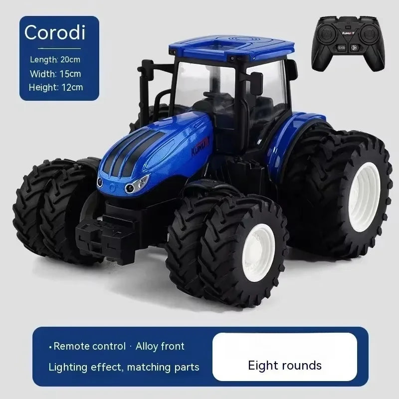 Rc Car 1:24 Alloy Remote-Controlled Tractor Toy With Headlights Simulation Electric Farm Truck Toy Set Child Outdoors Toys Gifts