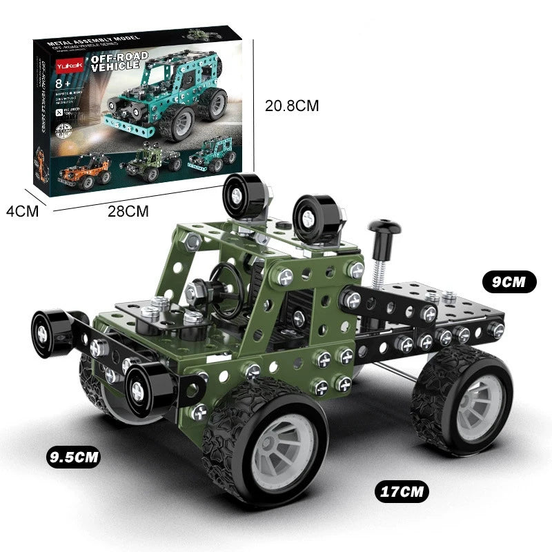 Building Sets Stem Assembly Metal 3-D Puzzle Off-Road Model Car Building Kit Construction Set Toys Parent-Child Interaction Toys