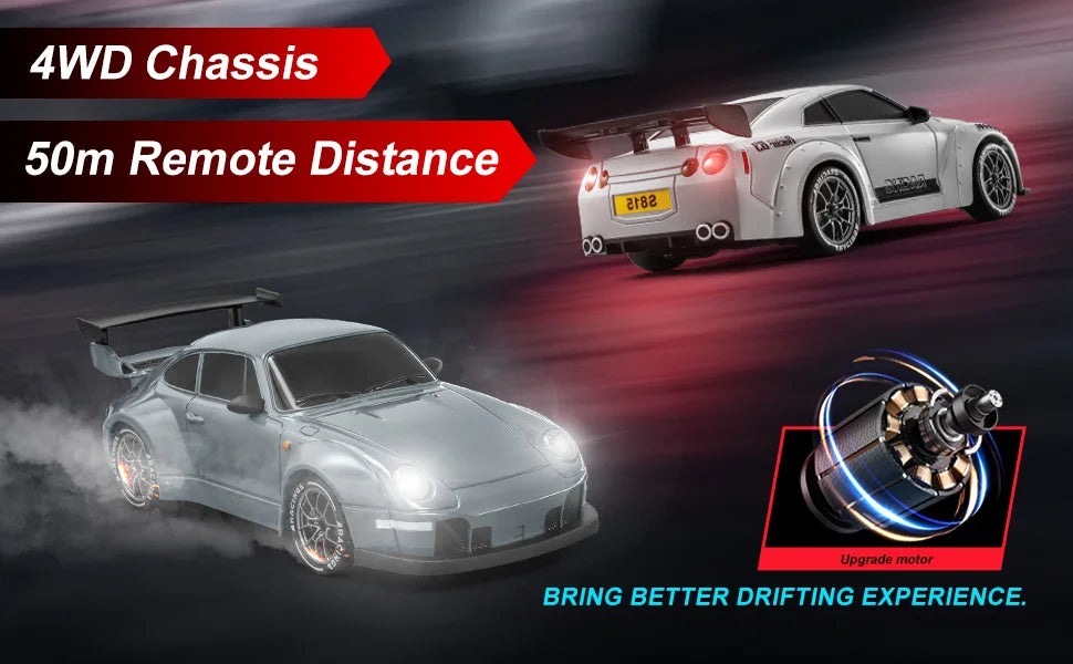 RC Cars 4WD 1:24 20KM/H Full Proportional High RC Drift Car Speed RC Car with LED Lights and Drifting Tires Racing Sport Toy Car