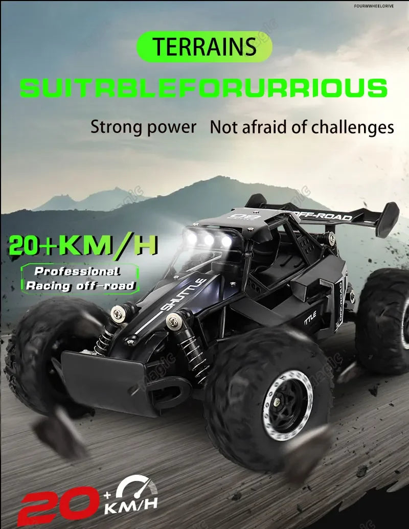 Rc Cars 1:16 2WD Off-Road RC Truck All Terrain 2.4G Electric RC Car High Speed 20KM/H Remote Control Car with LED Lights Kid Toy