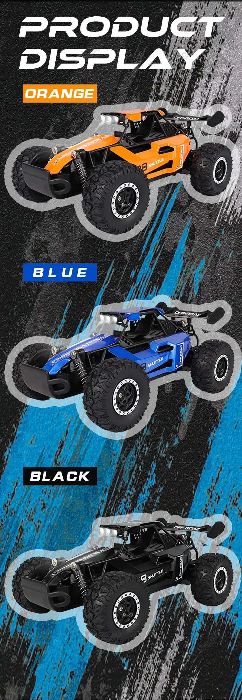 Rc Cars 1:16 2WD Off-Road RC Truck All Terrain 2.4G Electric RC Car High Speed 20KM/H Remote Control Car with LED Lights Kid Toy