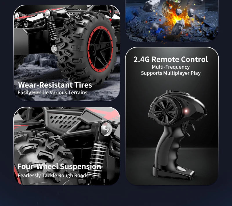 RC Small High-Speed Car,2.4GHz Four-Wheel Drive,Cool Lighting Included,Supports Multiplayer Gaming