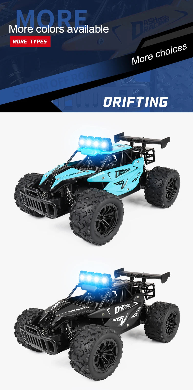 RC Alloy Car 1:16 Scale 2WD Off-Road Remote Control Car with LED Lights And 20KM/H High Speed For Kids Boys Girls Gifts Toys
