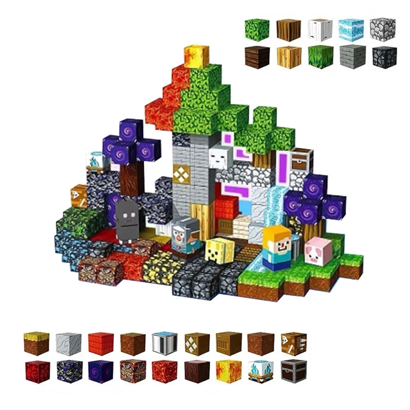 STEM Learning Magnetic Tiles Building Toys Architecture Models DIY Creative Bricks Kids Gift Desk Ornament