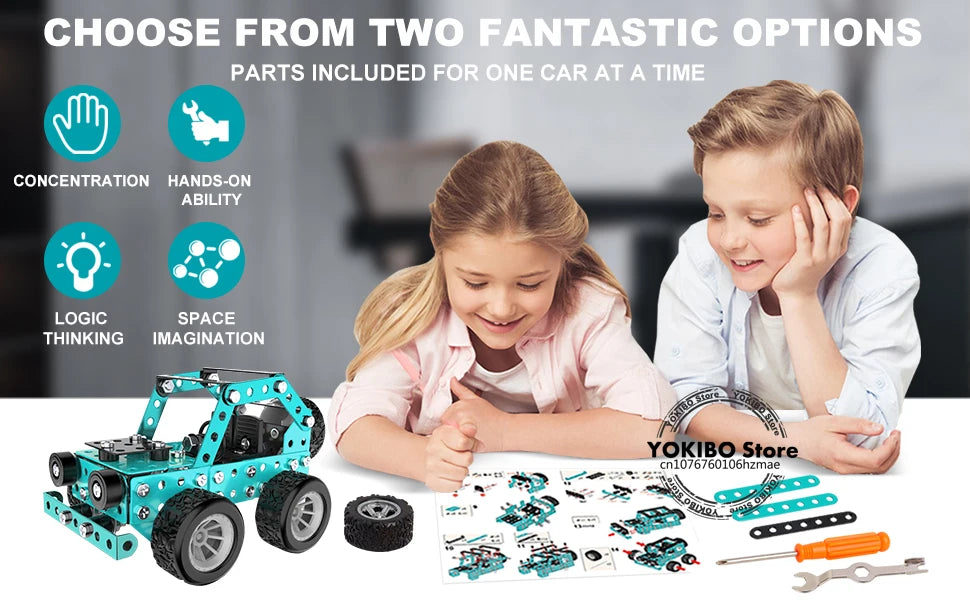 Building Sets Stem Assembly Metal 3-D Puzzle Off-Road Model Car Building Kit Construction Set Toys Parent-Child Interaction Toys