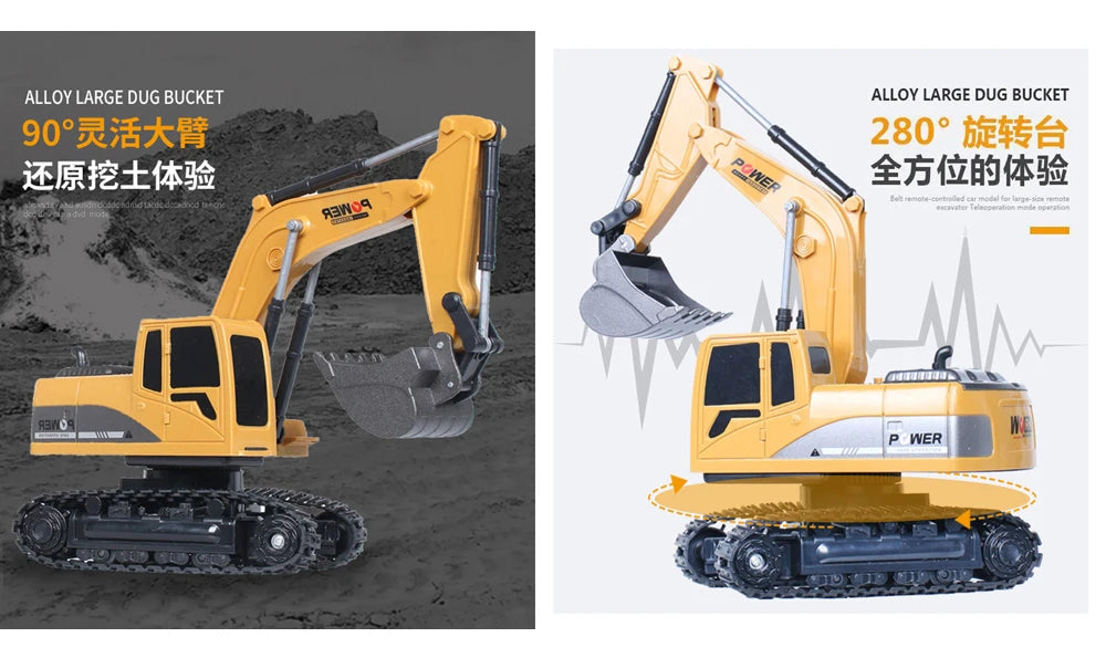 RC Excavator 2.4Ghz 6 Channel 1:24 RC Engineering Car Alloy And Plastic Excavator Boy Toy 6CH And 5CH RTR For Kid Christmas Gift