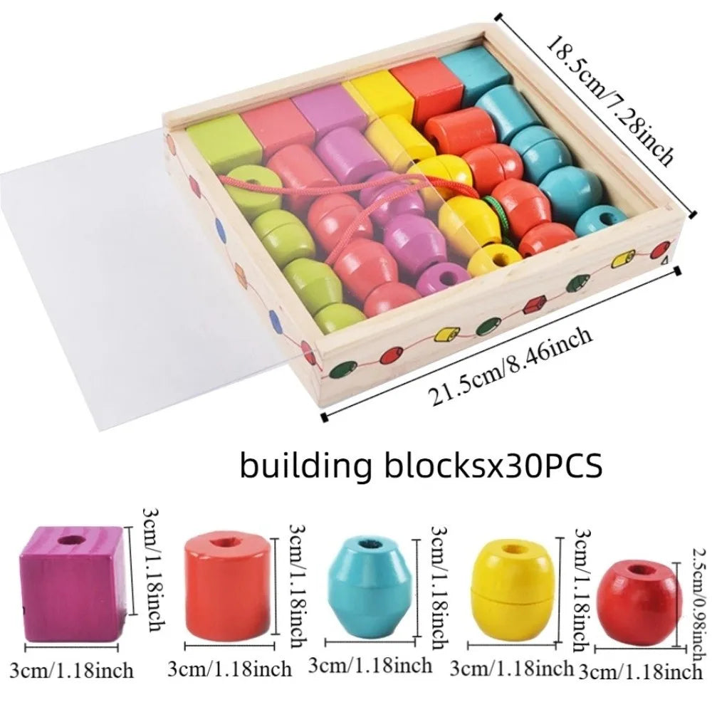 Colorful Wooden Toys Wooden Material Beaded Design Early Educational Toys Matching Game Funny Color Cognition Home Education