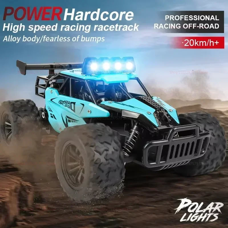 RC Alloy Car 1:16 Scale 2WD Off-Road Remote Control Car with LED Lights And 20KM/H High Speed For Kids Boys Girls Gifts Toys