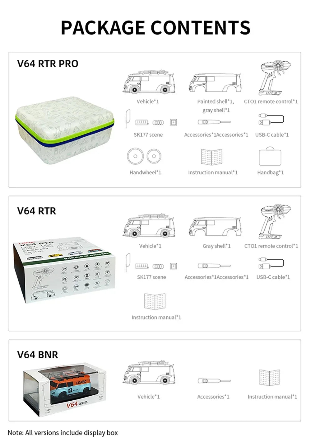 LDARC 1/64 RTR MINI RC Car  2.4GH  V64  Simulated Electric Remote Control Model Car Tabletop Bus Vehicle  Adults  Toys