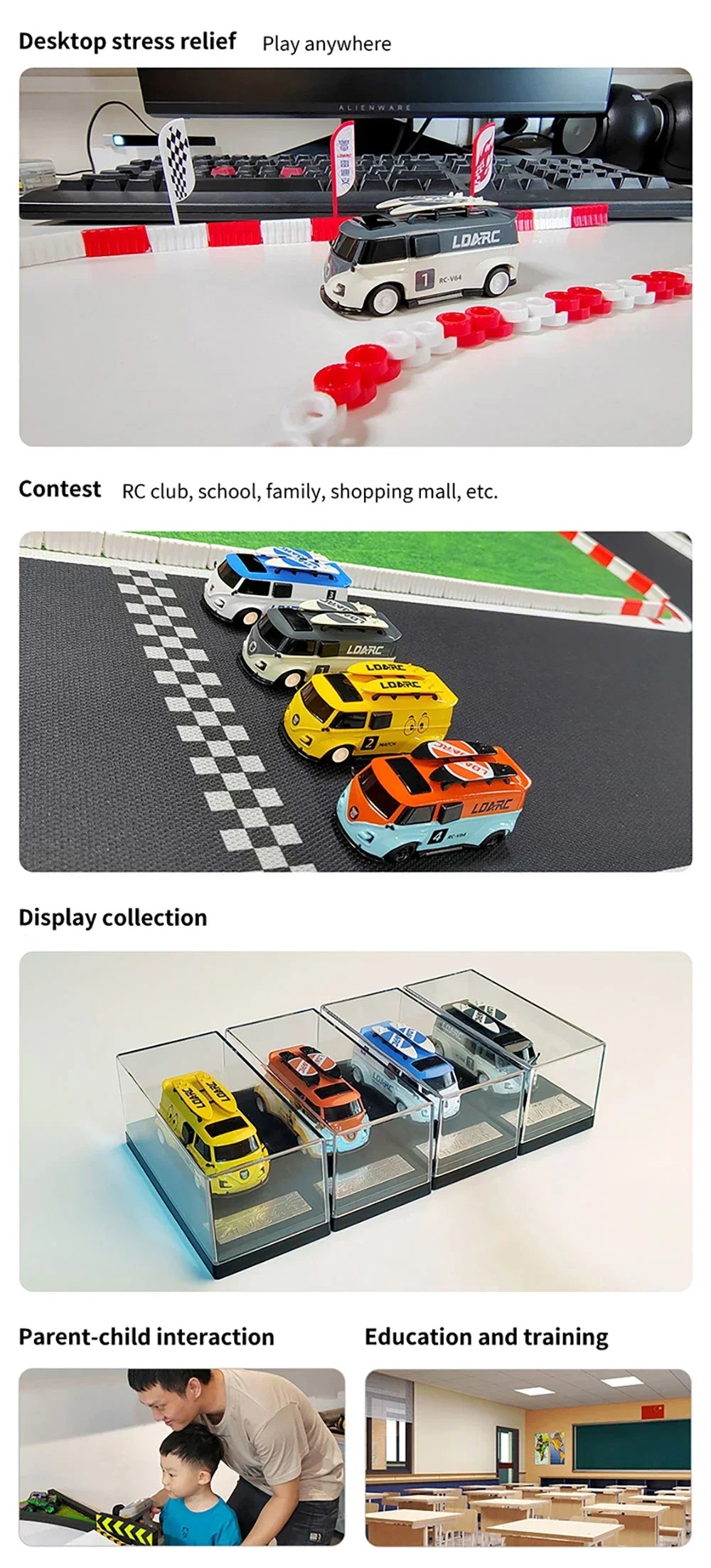 LDARC 1/64 RTR MINI RC Car  2.4GH  V64  Simulated Electric Remote Control Model Car Tabletop Bus Vehicle  Adults  Toys