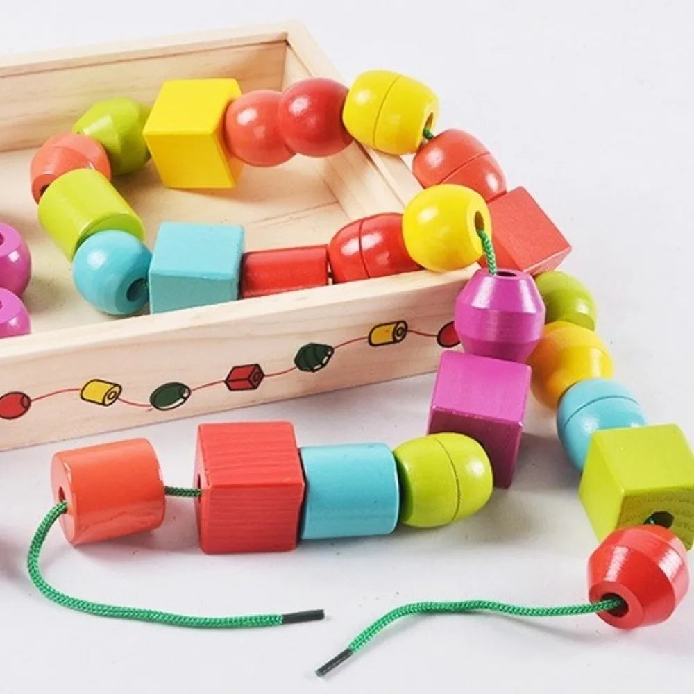 Colorful Wooden Toys Wooden Material Beaded Design Early Educational Toys Matching Game Funny Color Cognition Home Education