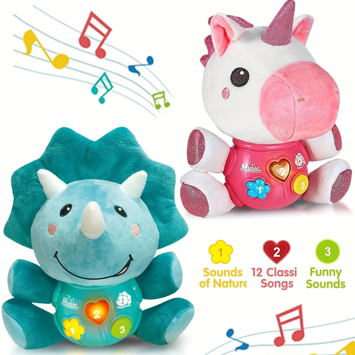 Plush Musical Toy, Educational Sensory Doll Light Up Musical Toy, Christmas Birthday Gifts, Random Accessories Color