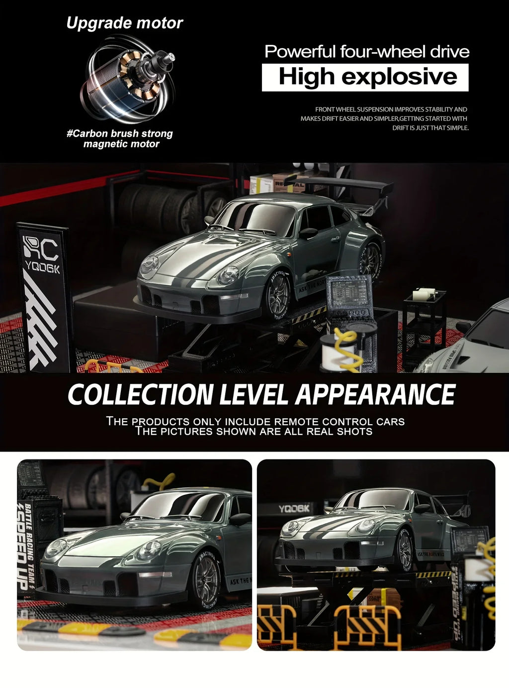 RC Cars 1:24 Remote Control Car 20KM/H 4WD High Speed RC Drift Car with LED Lights Extra Drifting Tires Vehicles for Adults Kids