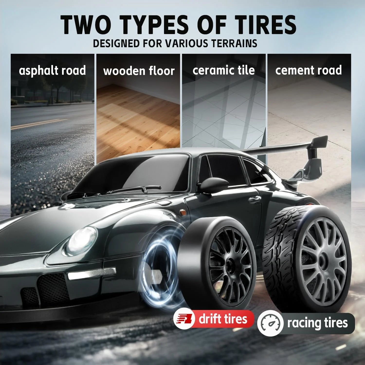 RC Cars 4WD 1:24 20KM/H Full Proportional High RC Drift Car Speed RC Car with LED Lights and Drifting Tires Racing Sport Toy Car