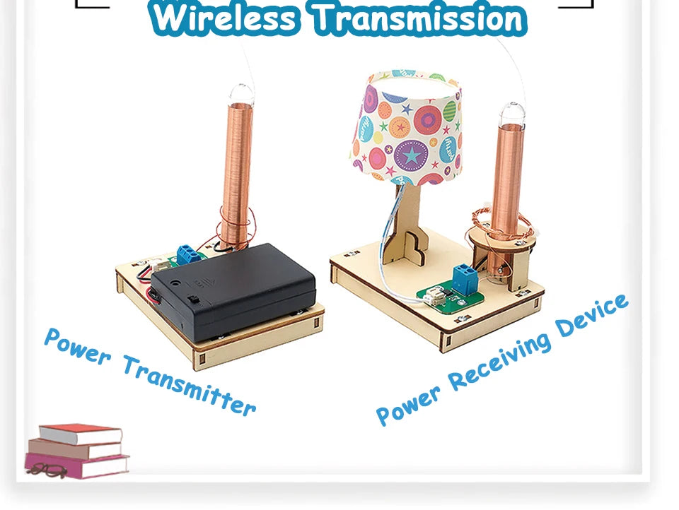 STEM Toys Wooden Model Kit Physical Wireless Power Transmission DIY Science Experiment Toys For Primary and Secondary  Kids STEM