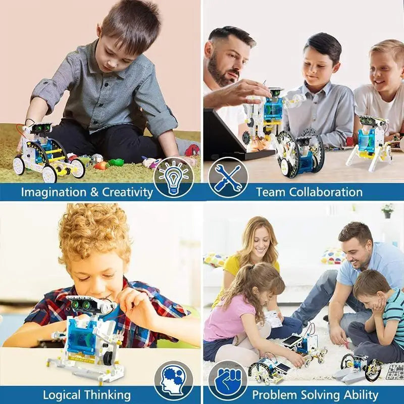 STEM Toys Kids DIY Solar Robot Experiment Kit 13 in 1Robotics Kit Solar Powered Robotics Building Kits Educational Gift for Boy