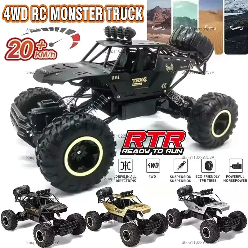 RC Off road Truck 1:12/16 4WD RTR Durable Beginner All Terrain RC Cars High Speed 20Km/h Remote Control Monster Truck Gifts Toys