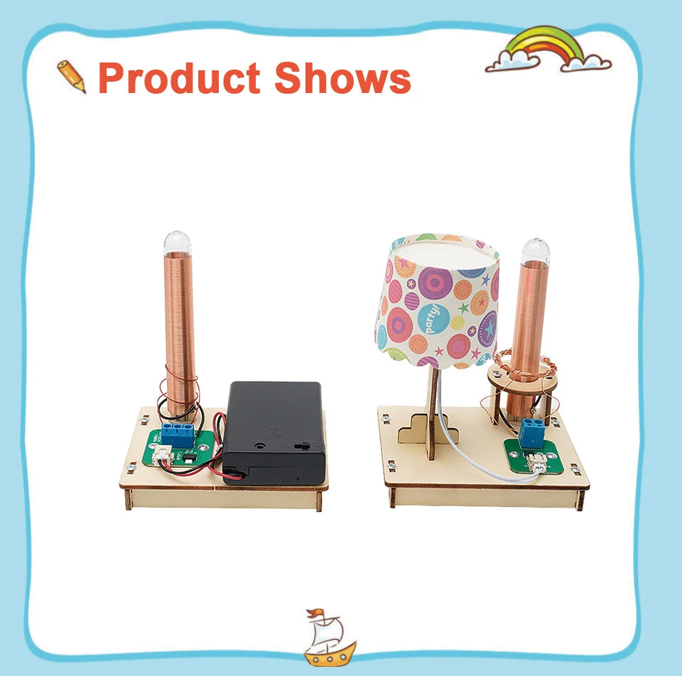 STEM Toys Wooden Model Kit Physical Wireless Power Transmission DIY Science Experiment Toys For Primary and Secondary  Kids STEM