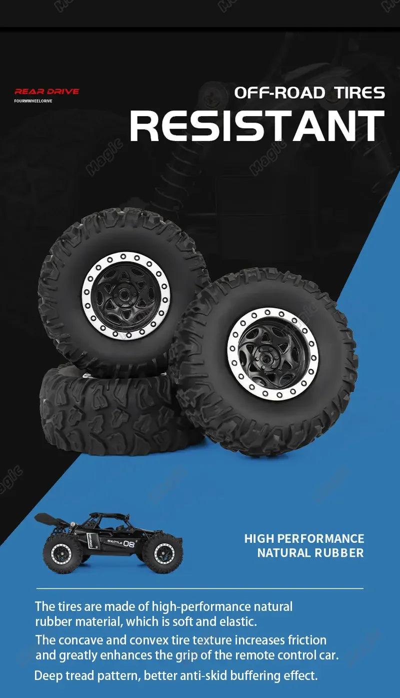 RC Off-Road Car 1:16 Scale All Terrain Fast RC Car 20KM/H High Speed 2WD Electric Vehicle with 2.4G Remote Control Monster Truck