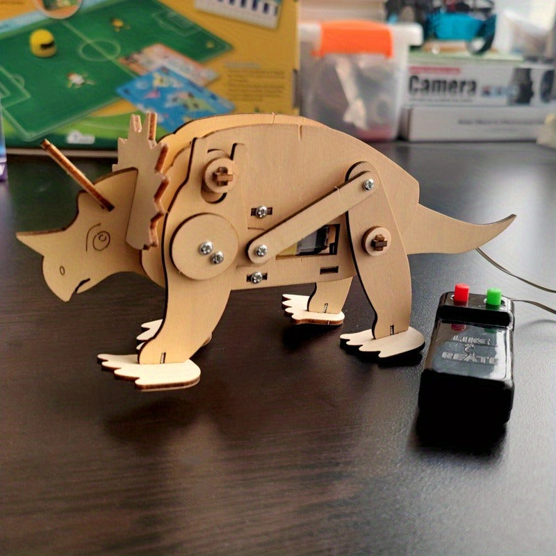 Dinosaur STEM Kit Toys for Kids, 3D Wooden Puzzle Model Robot Model Kit, DIY Educational Science Building STEM Projects
