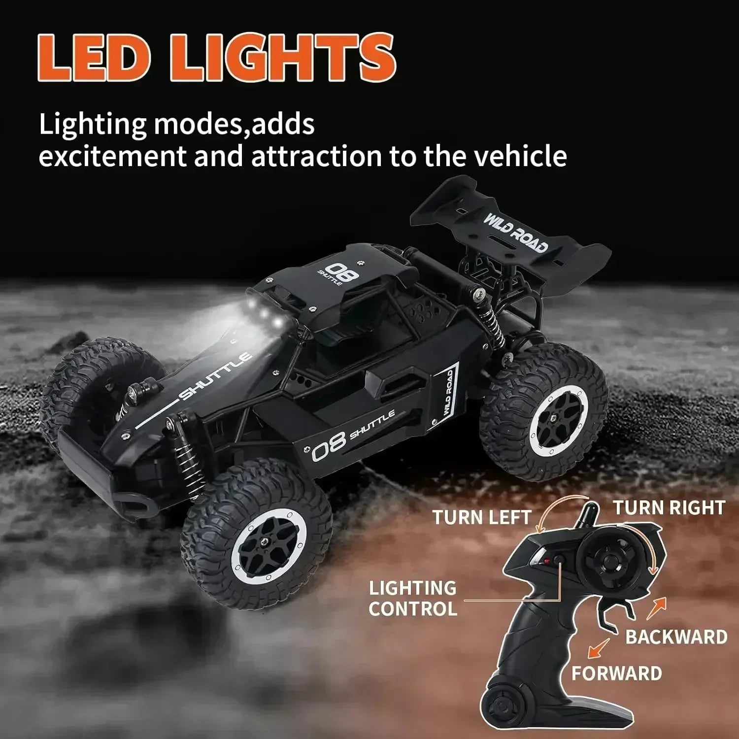 RC Cars 2WD 20KM/H High-Speed RC Drift Car 1:16 Scale LED Lights Remote Control Off-road Outdoor Racing Model Toy for Boy Adults