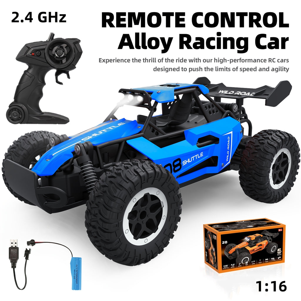 RC Car Truck 1:16 2.4Ghz All Terrain Off-Road Monster High Speed 20KM/h Remote Control Car with LED Headlights Toy Birthday Gift
