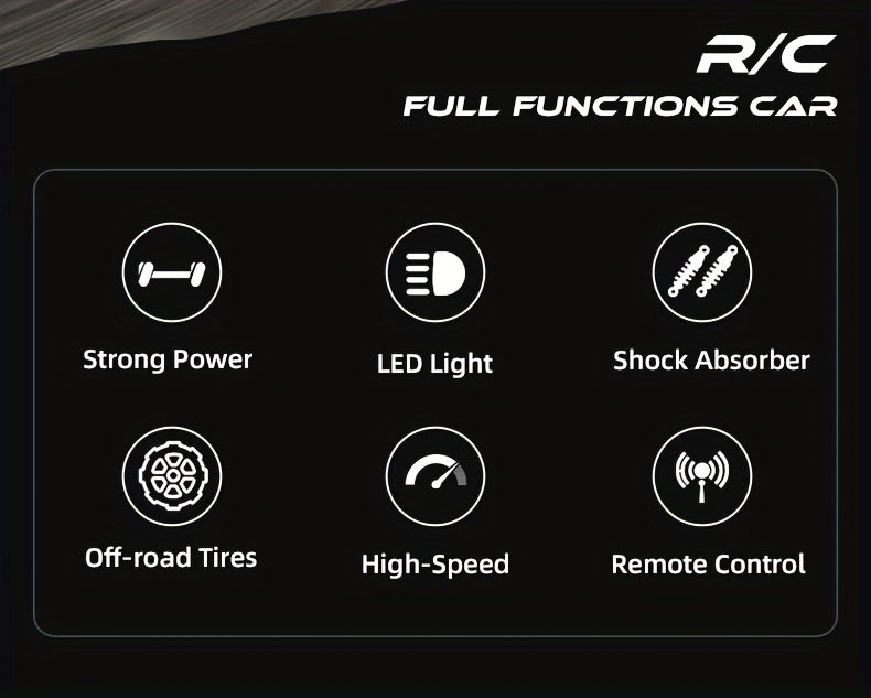 RC Car Truck 1:16 2.4Ghz All Terrain Off-Road Monster High Speed 20KM/h Remote Control Car with LED Headlights Toy Birthday Gift