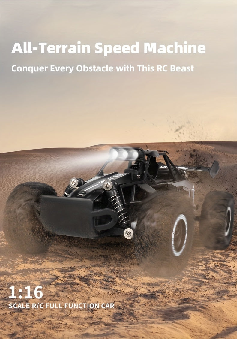 RC Car Truck 1:16 2.4Ghz All Terrain Off-Road Monster High Speed 20KM/h Remote Control Car with LED Headlights Toy Birthday Gift